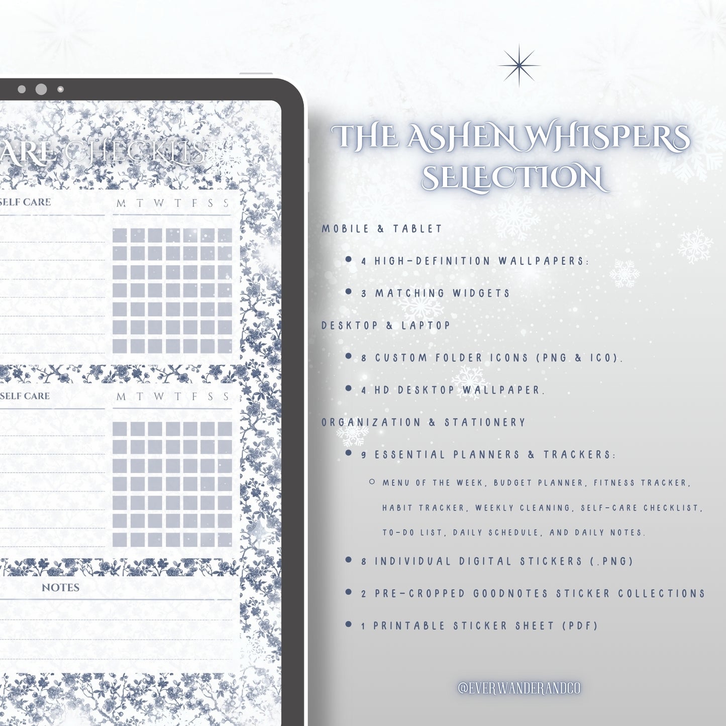 Ashen Whispers — A Grey Study I Azure Botanics Digital Aesthetic Pack