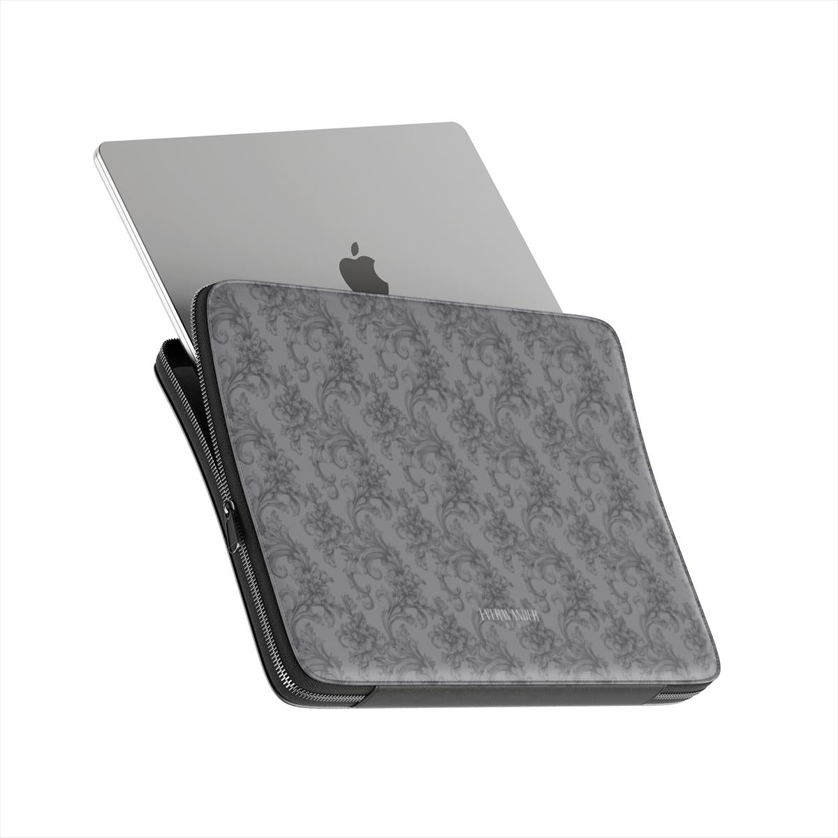 Antique Damask - The Chiaroscuro Collection | Obsidian Manuscript | Deep Edition Vegan Leather Laptop Sleeve