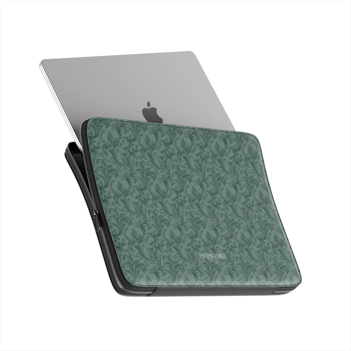 Antique Damask - The Chiaroscuro Collection | Veridian Sanctuary | Deep Edition Vegan Leather Laptop Sleeve