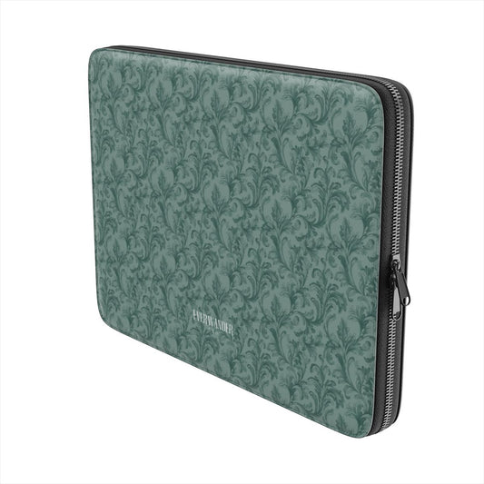 Antique Damask - The Chiaroscuro Collection | Veridian Sanctuary | Deep Edition Vegan Leather Laptop Sleeve