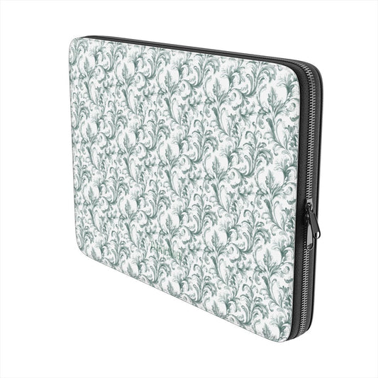 Antique Damask - The Chiaroscuro Collection | Veridian Sanctuary | Pure Edition Vegan Leather Laptop Sleeve