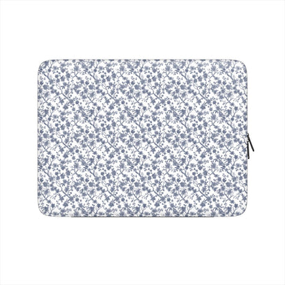  Ashen Whispers - Housse d’ordinateur florale bleu-gris
