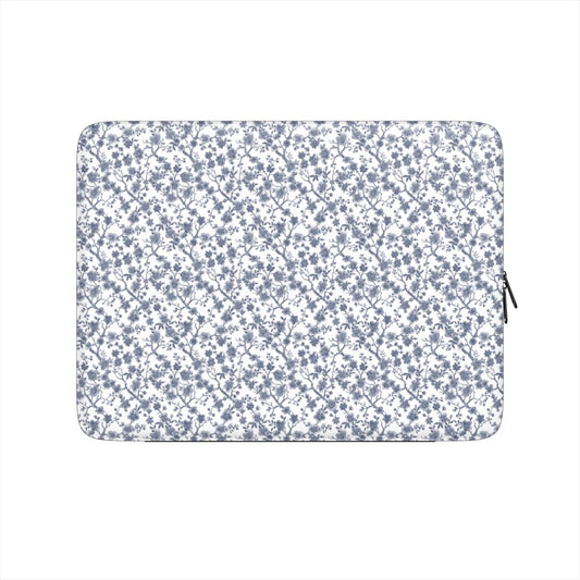 Ashen Whispers - Housse d’ordinateur florale bleu-gris
