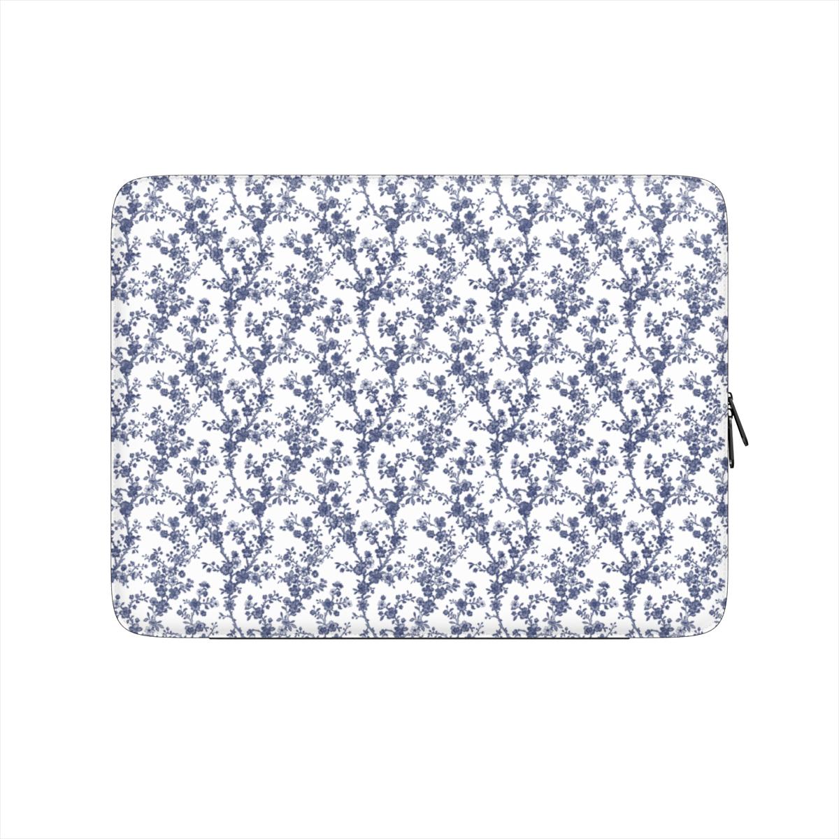 Midnight Bloom - Housse d’ordinateur botanique bleu nuit 
