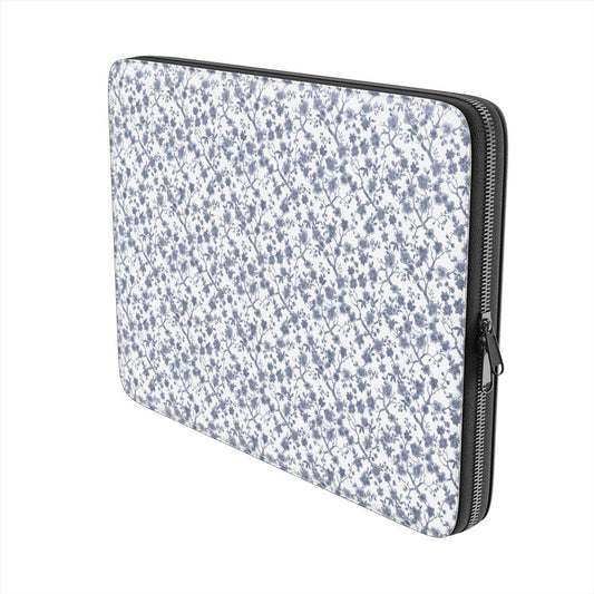  Ashen Whispers - Housse d’ordinateur florale bleu-gris
