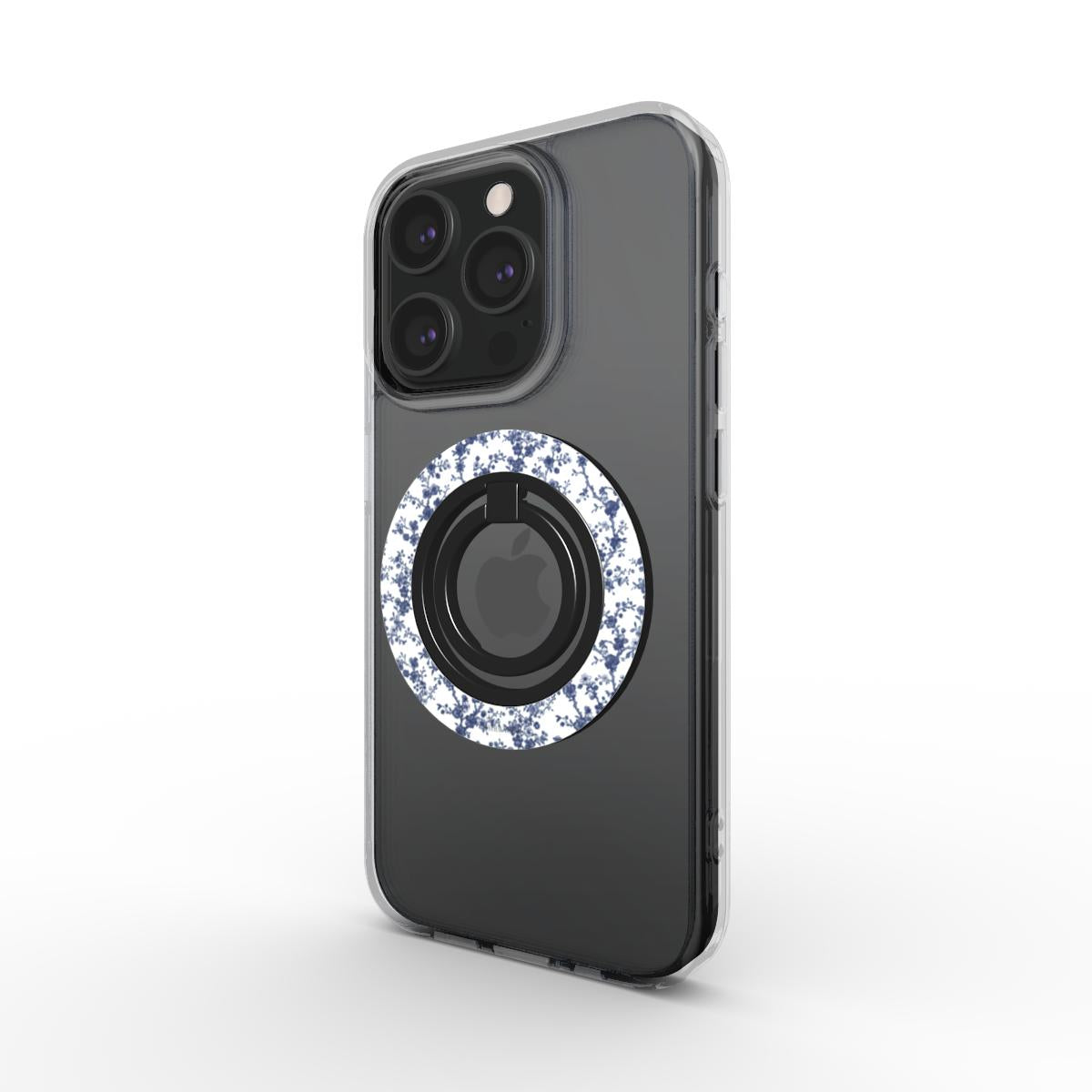 Azure Botanics Collection | Midnight Bloom | Elegant Navy Botanical Ring Holder