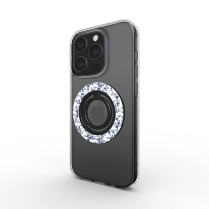 Azure Botanics Collection | Midnight Bloom | Elegant Navy Botanical Ring Holder