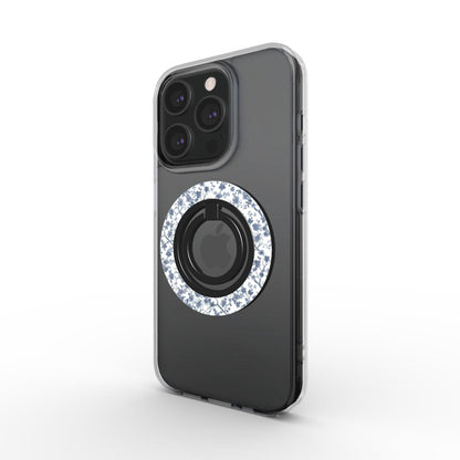 Azure Botanics Collection | Ashen Whispers | Minimal Grey-Blue Botanical Ring Holder