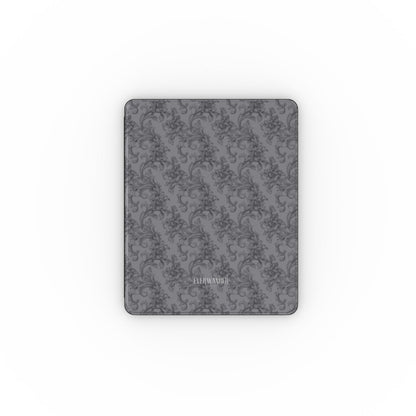 Antique Damask - The Chiaroscuro Collection | Obsidian Manuscript | Deep Edition Apple iPad Case with Pencil holder