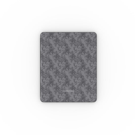 Antique Damask - The Chiaroscuro Collection | Obsidian Manuscript | Deep Edition Apple iPad Case with Pencil holder