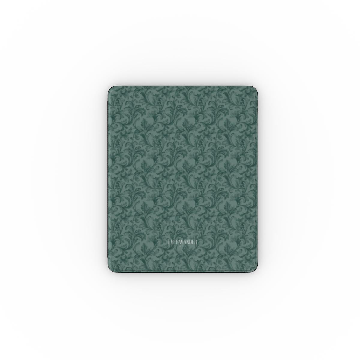 Antique Damask - The Chiaroscuro Collection | Veridian Sanctuary | Deep Edition Apple iPad Case with Pencil holder