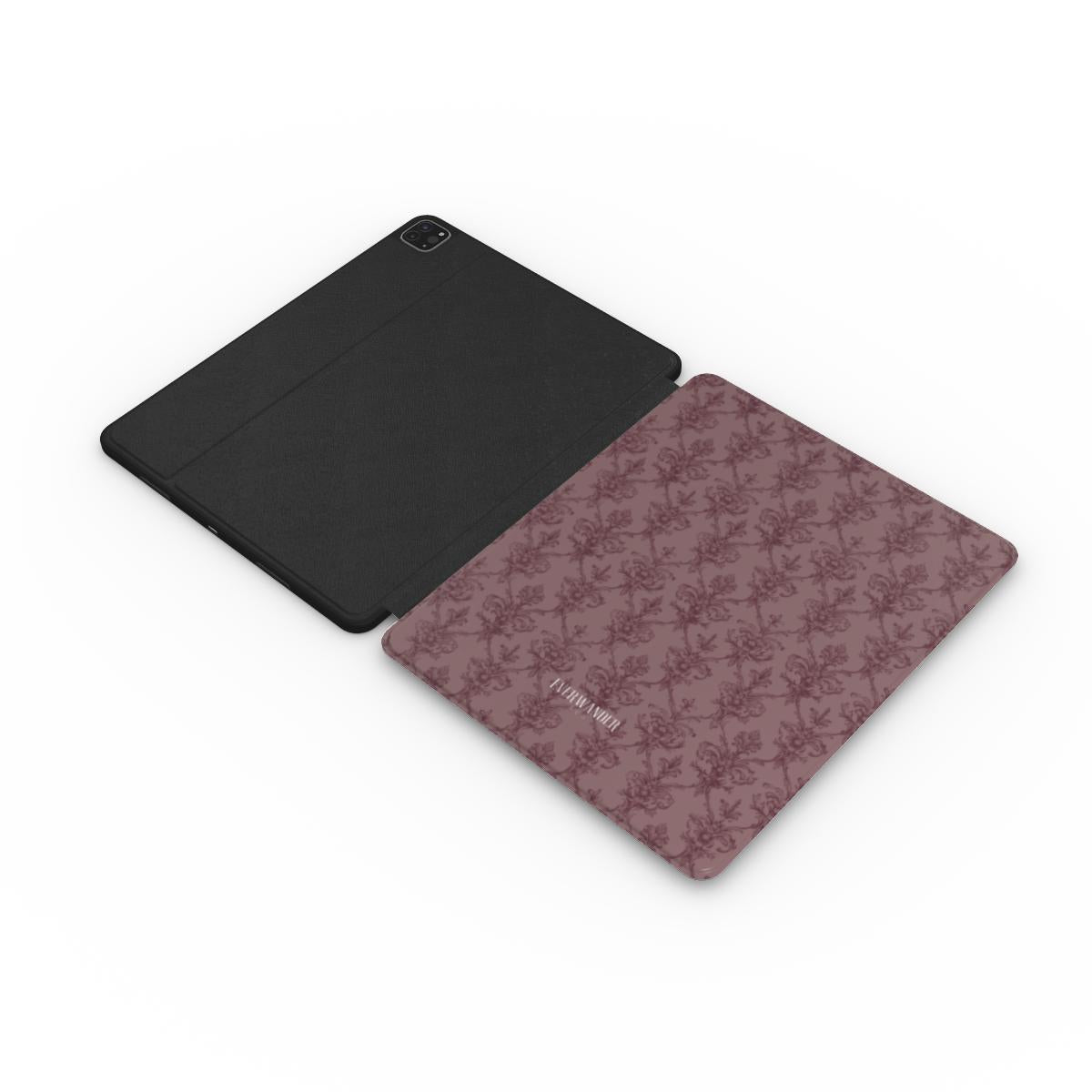 Antique Damask - The Chiaroscuro Collection | Regal Burgundy | Deep Edition Apple iPad Case with Pencil holder