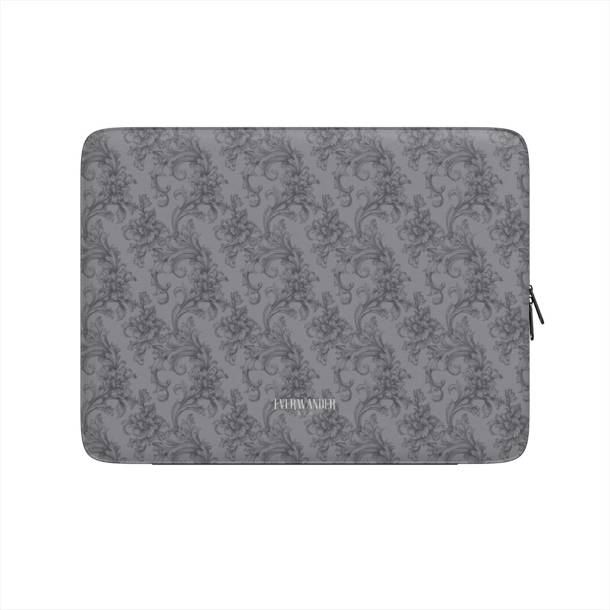 Antique Damask - The Chiaroscuro Collection | Obsidian Manuscript | Deep Edition Vegan Leather Laptop Sleeve