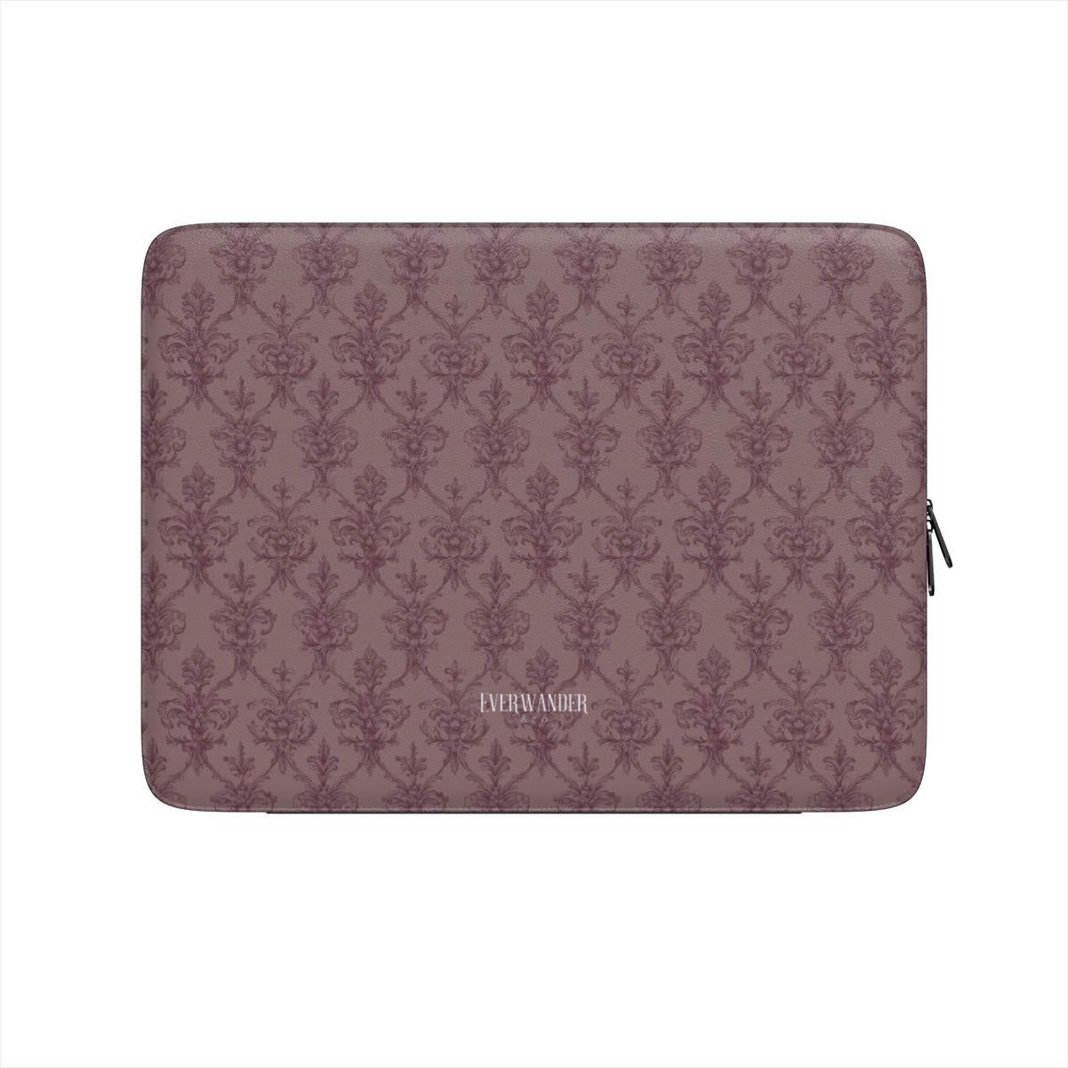 Antique Damask - The Chiaroscuro Collection | Regal Burgundy | Deep Edition Vegan Leather Laptop Sleeve