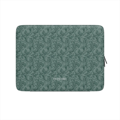 Antique Damask - The Chiaroscuro Collection | Veridian Sanctuary | Deep Edition Vegan Leather Laptop Sleeve
