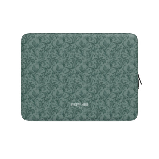 Antique Damask - The Chiaroscuro Collection | Veridian Sanctuary | Deep Edition Vegan Leather Laptop Sleeve
