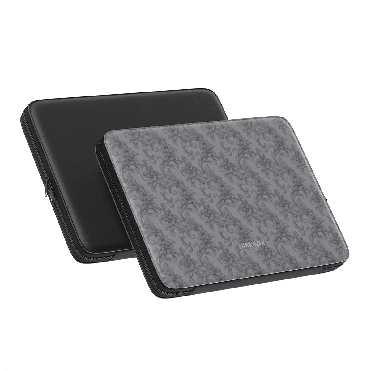 Antique Damask - The Chiaroscuro Collection | Obsidian Manuscript | Deep Edition Vegan Leather Laptop Sleeve