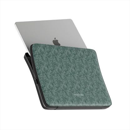 Antique Damask - The Chiaroscuro Collection | Veridian Sanctuary | Deep Edition Vegan Leather Laptop Sleeve