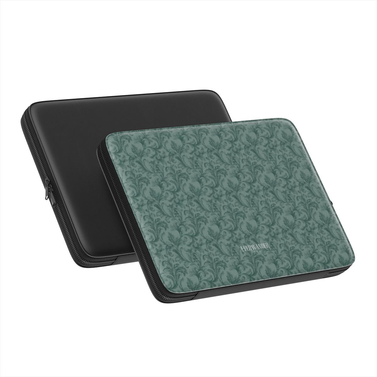 Antique Damask - The Chiaroscuro Collection | Veridian Sanctuary | Deep Edition Vegan Leather Laptop Sleeve