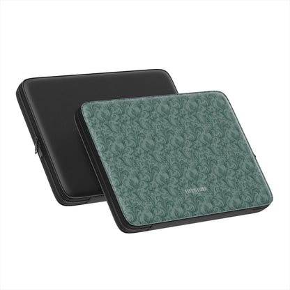 Antique Damask - The Chiaroscuro Collection | Veridian Sanctuary | Deep Edition Vegan Leather Laptop Sleeve