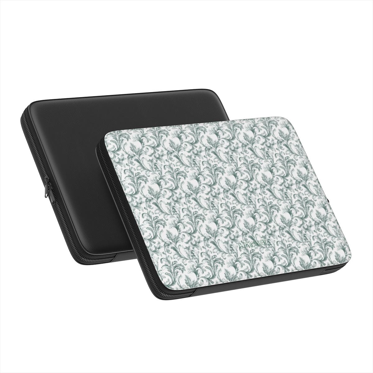 Antique Damask - The Chiaroscuro Collection | Veridian Sanctuary | Pure Edition Vegan Leather Laptop Sleeve