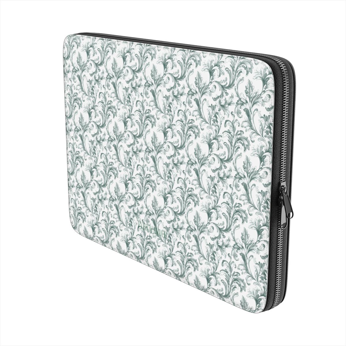 Antique Damask - The Chiaroscuro Collection | Veridian Sanctuary | Pure Edition Vegan Leather Laptop Sleeve