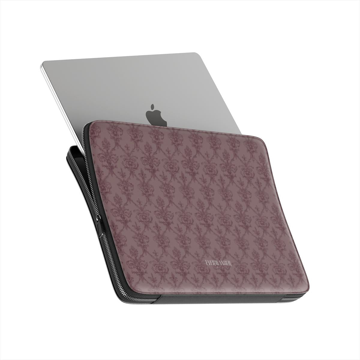 Antique Damask - The Chiaroscuro Collection | Regal Burgundy | Deep Edition Vegan Leather Laptop Sleeve