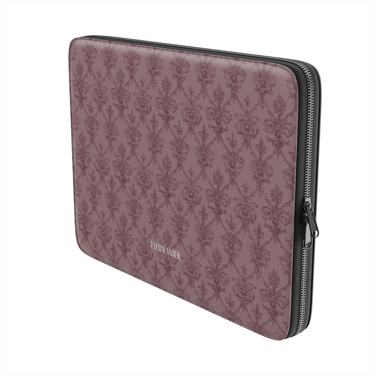 Antique Damask - The Chiaroscuro Collection | Regal Burgundy | Deep Edition Vegan Leather Laptop Sleeve