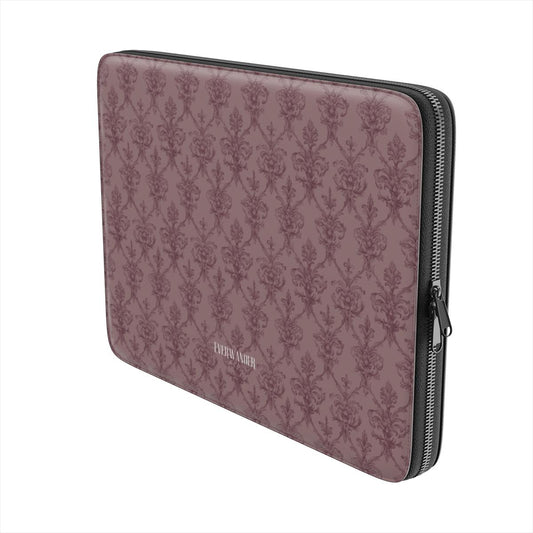 Antique Damask - The Chiaroscuro Collection | Regal Burgundy | Deep Edition Vegan Leather Laptop Sleeve
