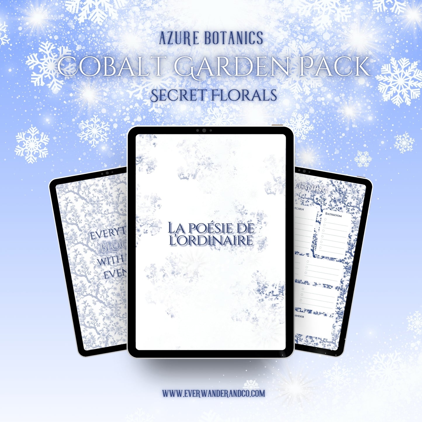 Cobalt Garden Collection —  Secret Florals | Azure Botanics Digital Aesthetic Pack