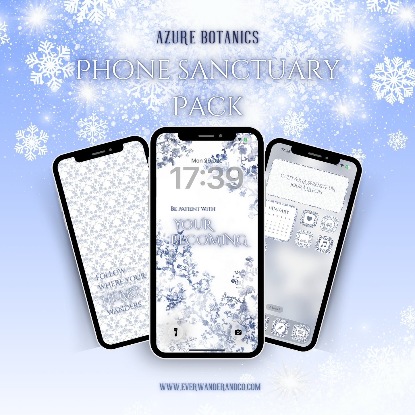 The Phone Sanctuary Suite — Ultimate Customization Kit  | Azure Botanics Digital Aesthetic Pack