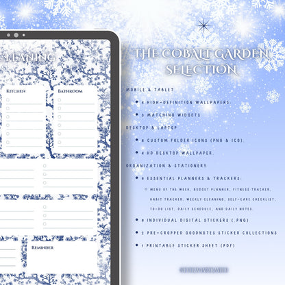 Cobalt Garden Collection —  Secret Florals | Azure Botanics Digital Aesthetic Pack