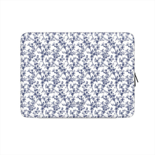 Azure Botanics Collection | Midnight Bloom | Elegant Navy Botanical Laptop Sleeve