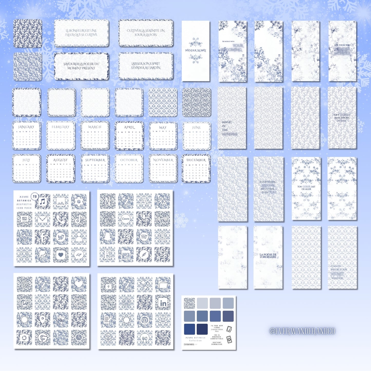 The Phone Sanctuary Suite — Ultimate Customization Kit  | Azure Botanics Digital Aesthetic Pack